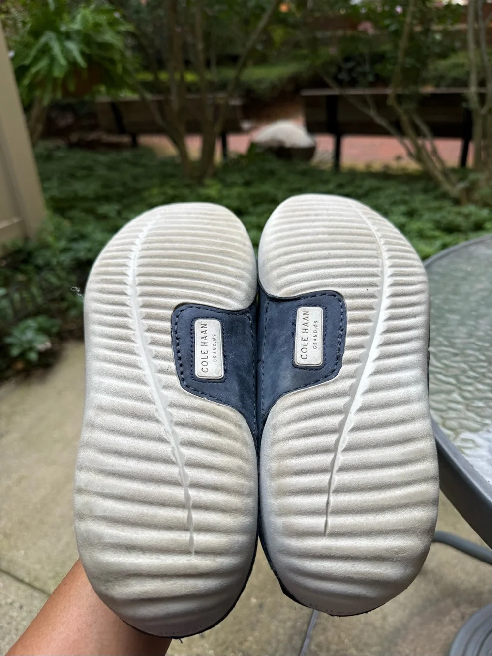 Cole Haan Navy Suede Penny Loafers